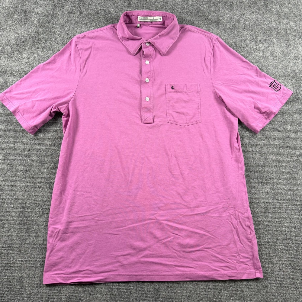 Criquet Polo Shirt Mens Large Pink Short Sleeve Jersey Pocket Golf Casual